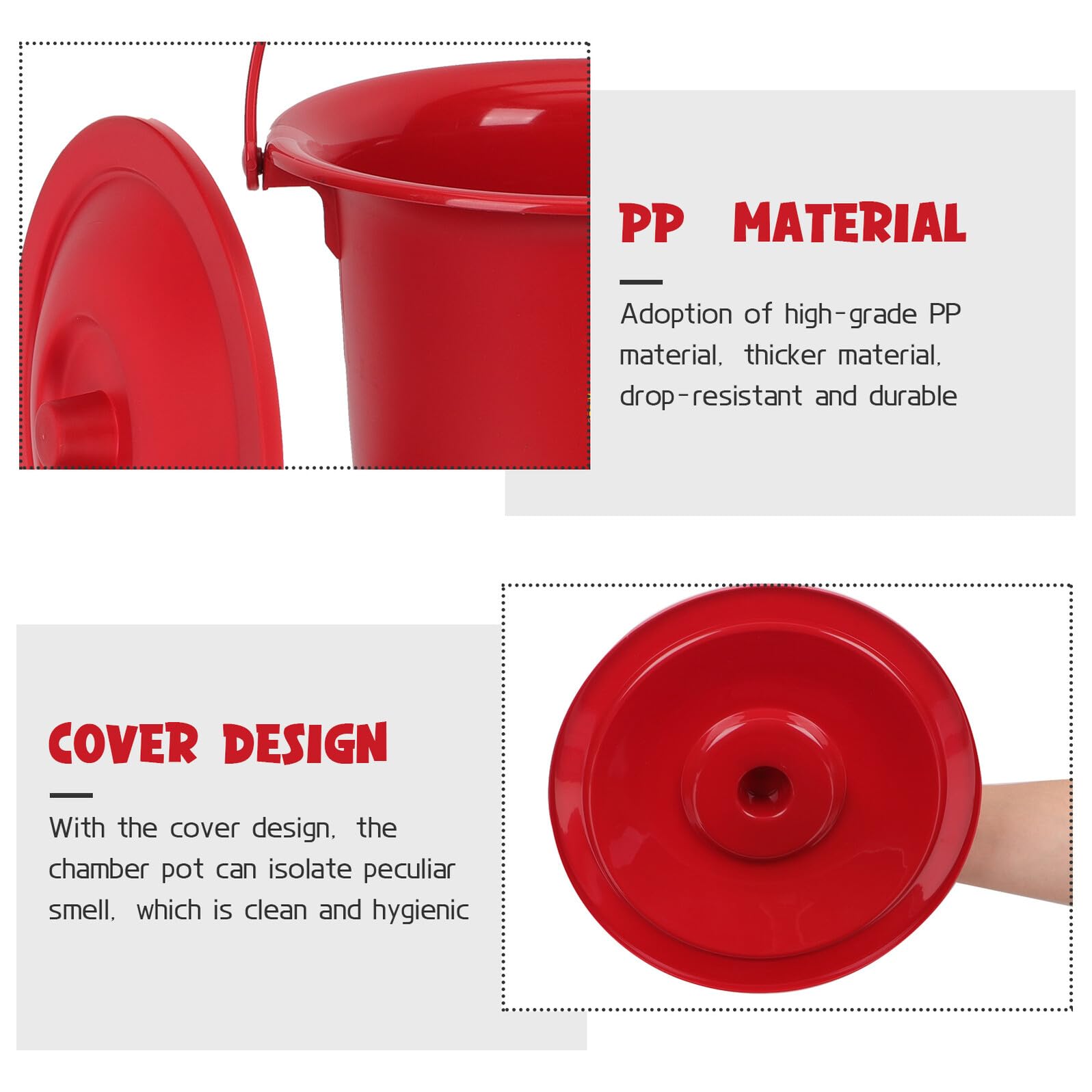 Orinal Portátil Rojo de Pp Reutilizable Tapa y Asa