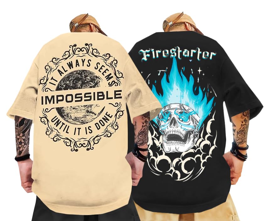 Mens Oversized Graphic Printed Tshirt (Pack of 2)-image-2