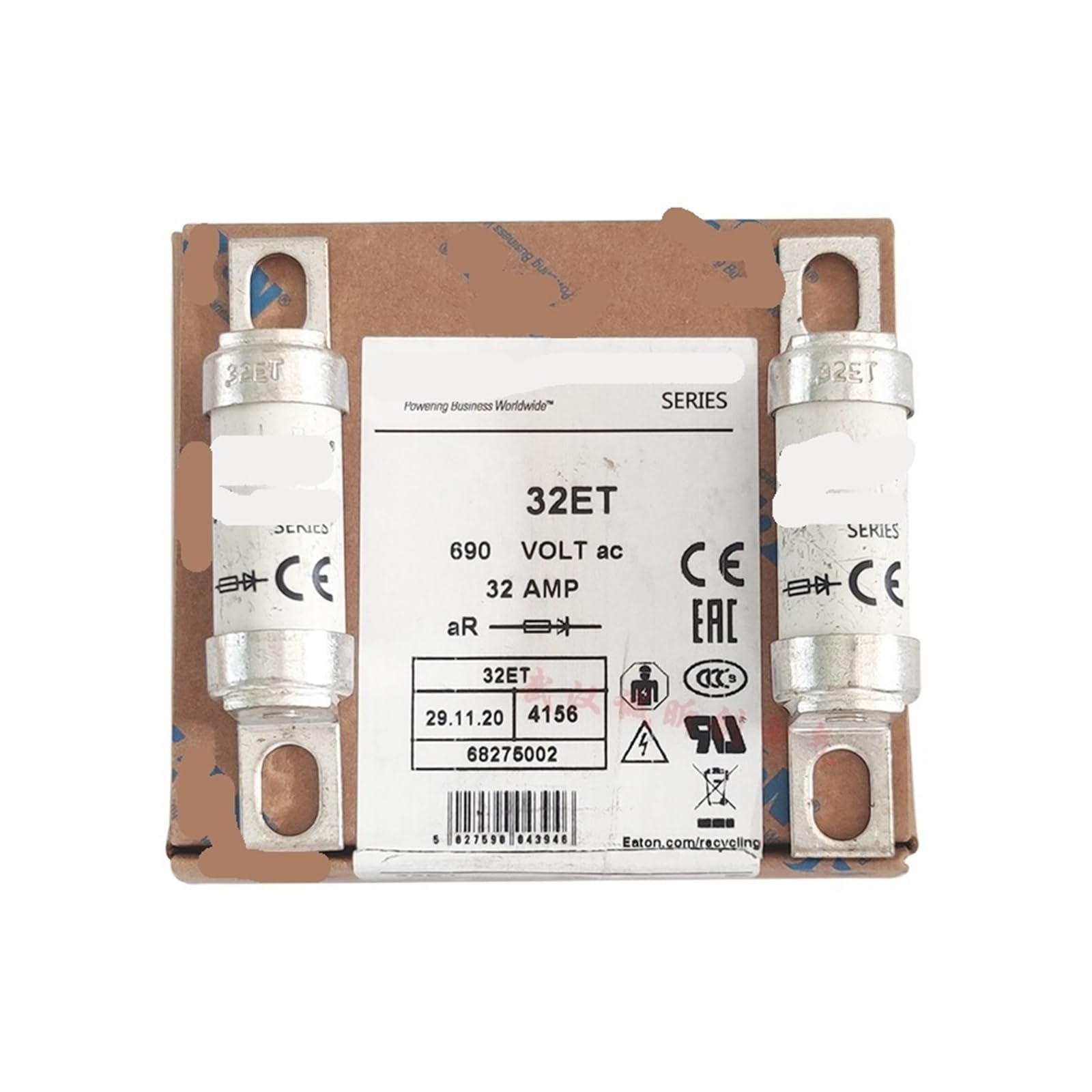Fusible 25ET 25A BS88 cartouche cylindrique 690V pour armoire