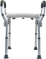 Essential Medical Supply Height Adjustable Shower Chair with Padded Arms & Textured Seat - Safe Bath Bench for Seniors, 300 lbs Capacity