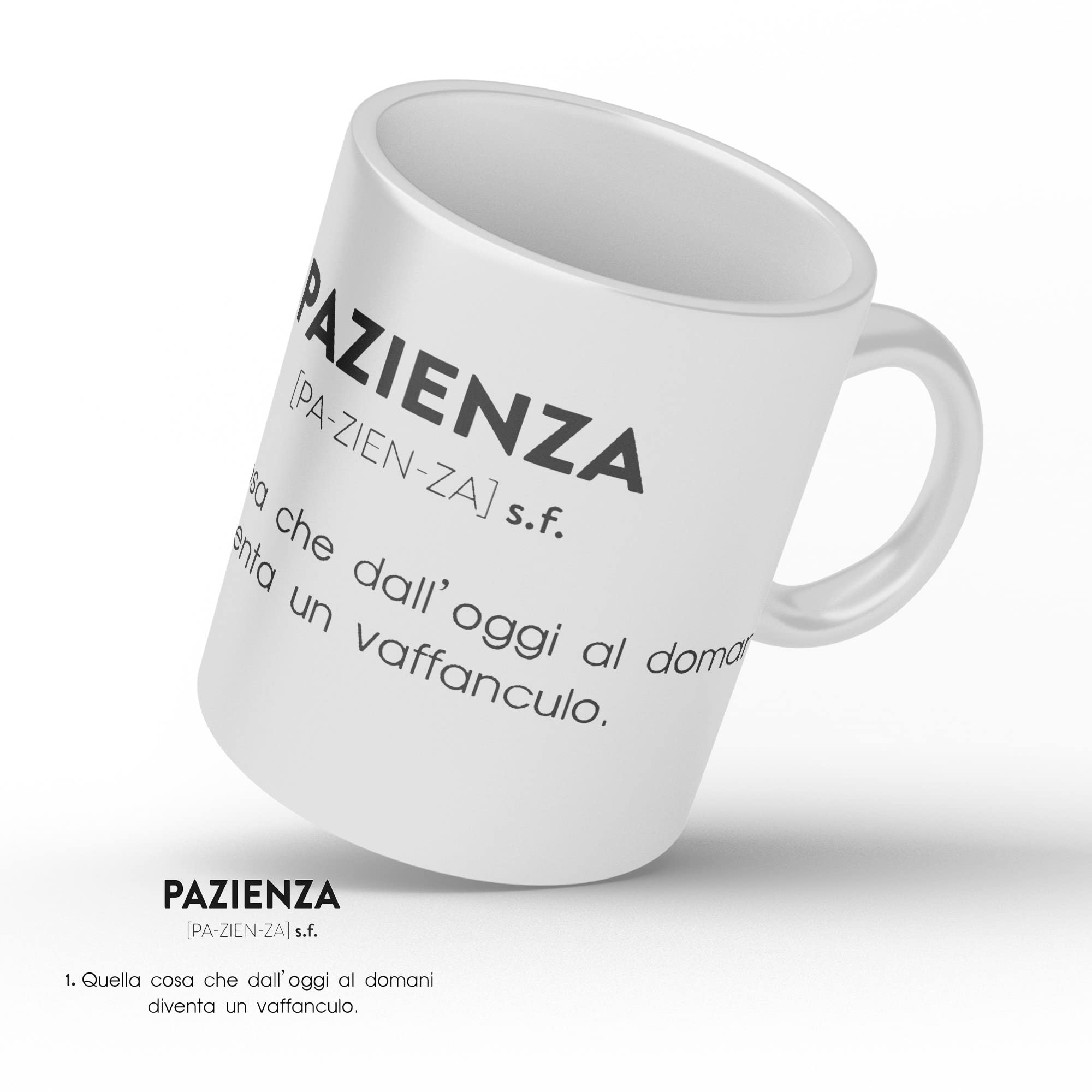 AL PRODUCTION Ceramica Tazza Mug PAZIENZA DESCRIZIONE DIVERTENTE - Tazza regalo di compleanno - Divertente - Humor
