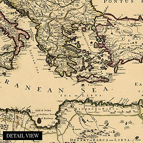 Historix Vintage 1680 Mediterranean Sea Map Print - 18X24 Inch Vintage Map Of The Mediterranean Wall Art - Historic Mediterranean Poster - Old Mediterranean Map Divided Into Principal Parts Or Seas #TOP1