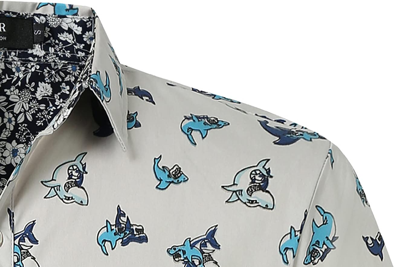 SSLR Mens Shirts Casual Printed Short Sleeve Button Up Shirts for Men - Image 4