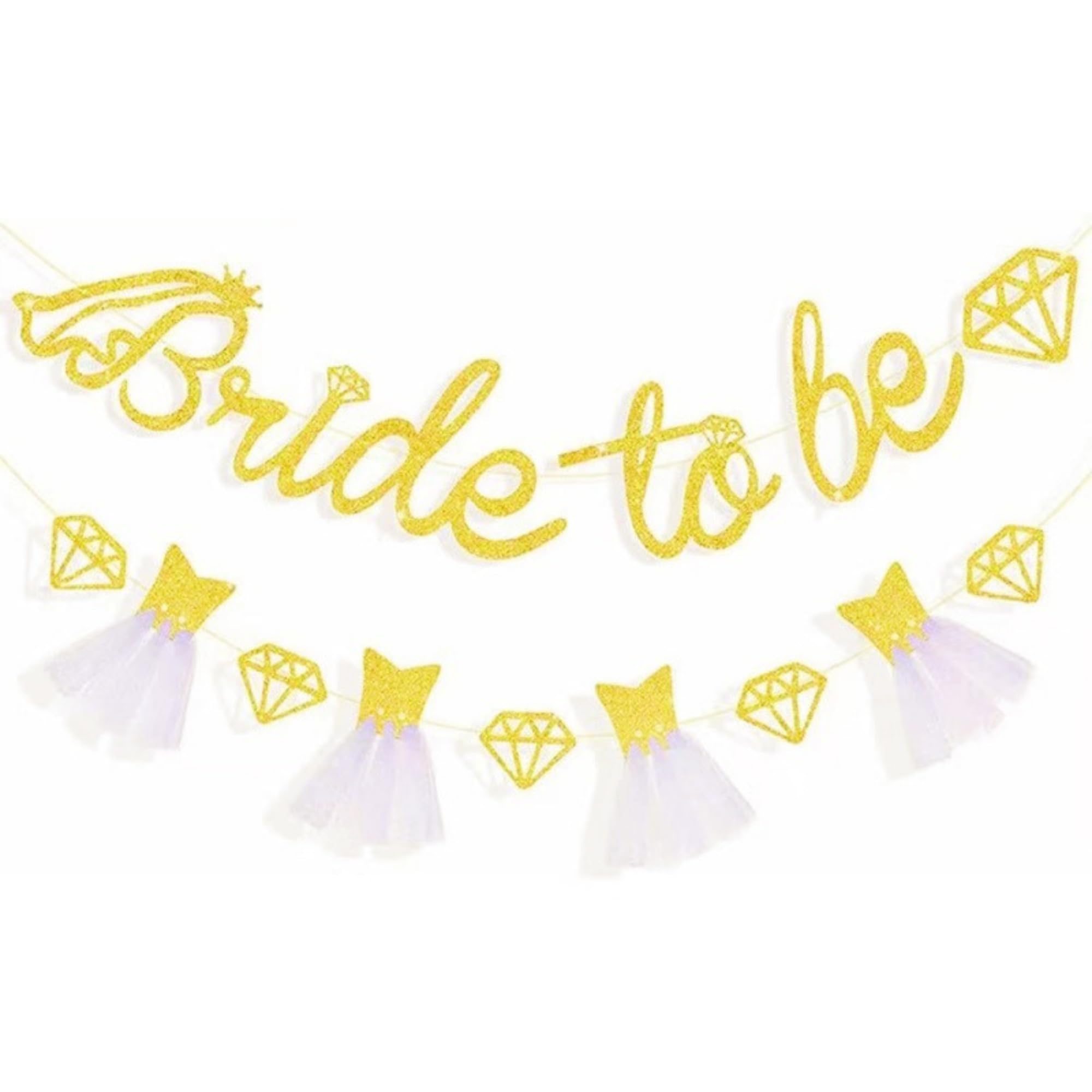 Bride to be Banner Glitzer Diamant Girlande Weiße Kleid Bann