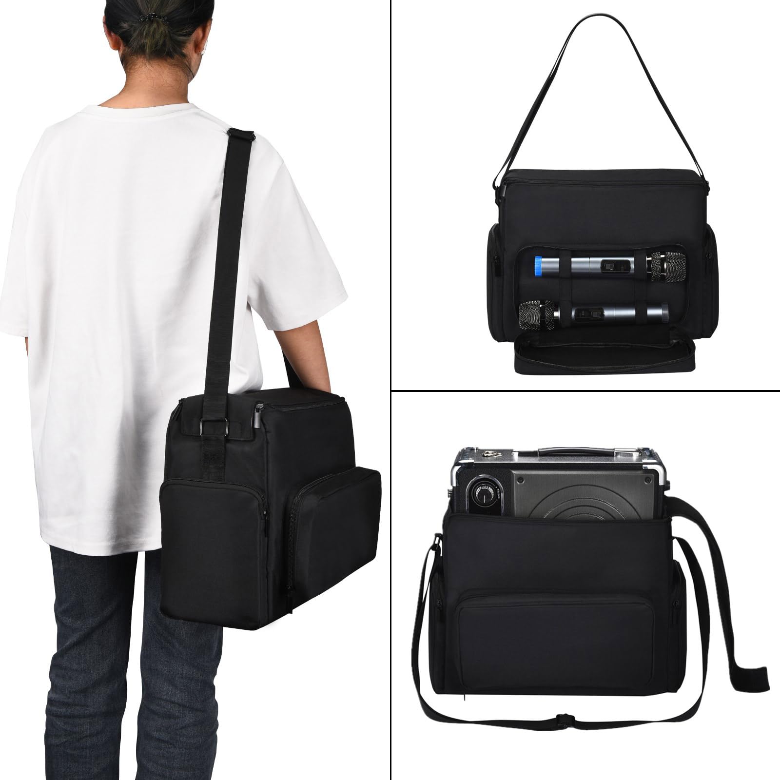 Portable Bag Travel Carrying Storage Holder Dustproof Shoulder Organizers Waterproof Compatible For JYX Karaoke Machine Carrying Case Backpack Protective Storage Bag Laptop And Gear Bag Portable Disc