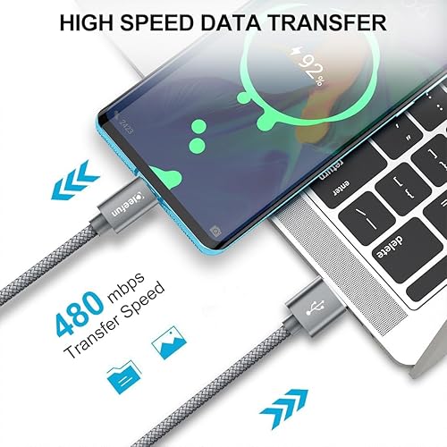 Miniatura 4 de CLEEFUN Cable de carga USB C de 6 pies, paquete de 2 cables USB A a USB C trenzado USB tipo C para iPhone15 Plus15 Pro Max Samsung Galaxy S23 S22