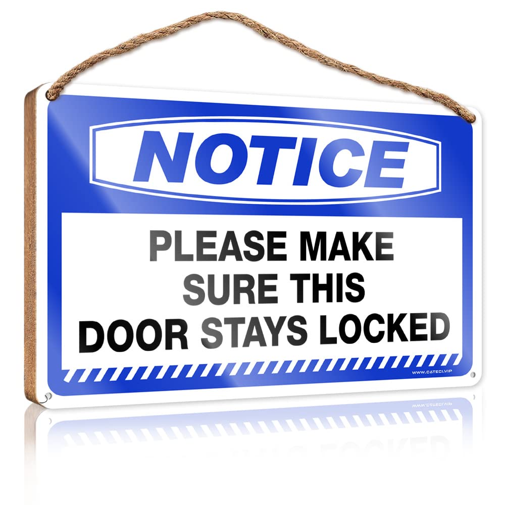FZFN Holiday Porch Sign Notice Please Make Sure This Door Stays Locked Wooden Sign House Decor Clearance Funny Office Signs(15X28CM)