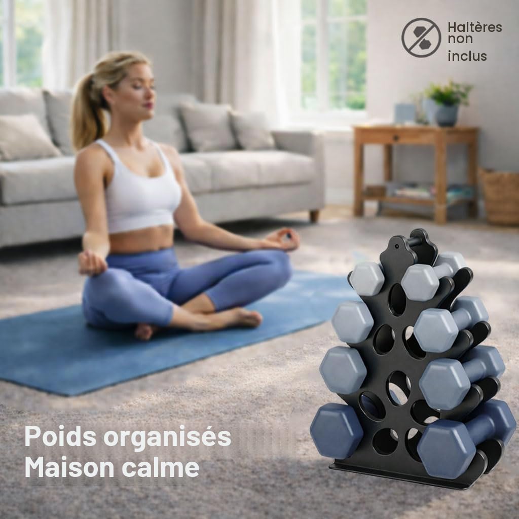 Support d'haltères en métal à 4 niveaux pour salle de sport à domicile (pas d'haltères, support uniquement)
