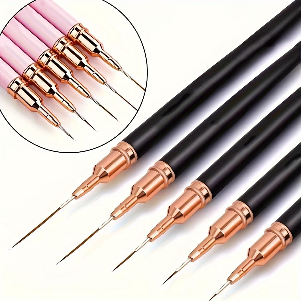 5pcs Nail Art Brushes Set Durable Drawing Pens with Variety of Tips 5mm-25mm Painting Tools for Intricate Nail — view 2