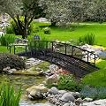 Sangsan Garden Bridges for Outdoors - 8ft Garden Bridge, Outdoor Metal Bridge with Siderails, Easy Assembly, Black