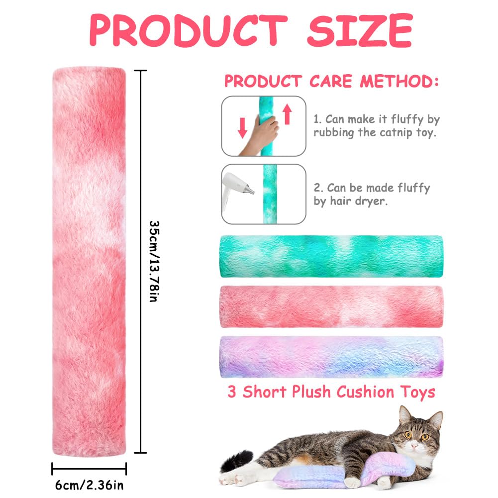 OSDUE Cat Catnip Toys, 3 Pack Kitten Toys Gradient Color Pillows, Interactive Cat Teeth Toy, Interactive Plush Cats Toy - Image 2