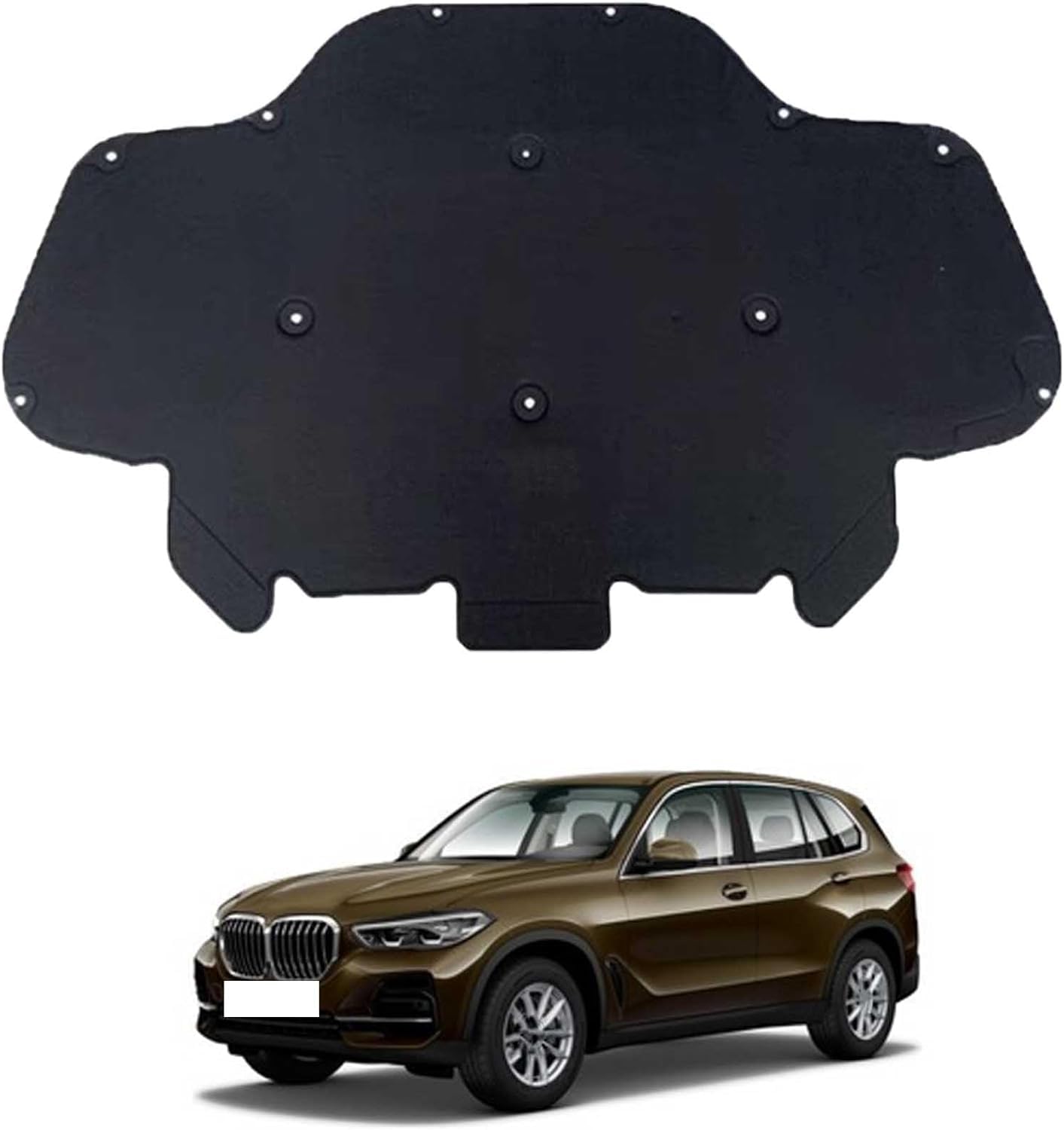 Liufangfc Normal Bonnet Insulation Mat 10Mm For Bmw X5 G05 2018 Oe: 51487189921 – Fireproof Engine Sound Deadening & Heat Shield Acoustic Liner With Clips