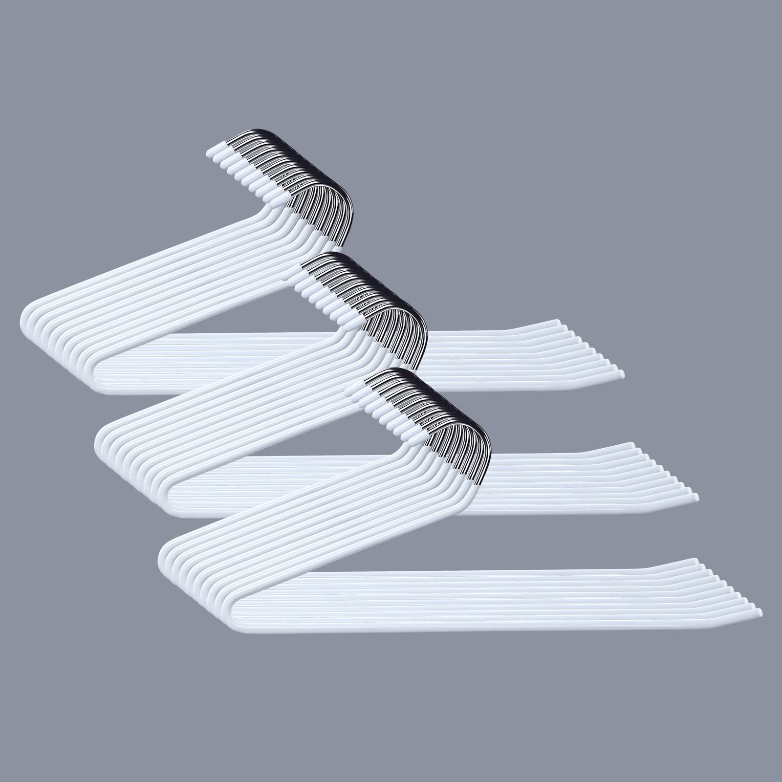 JOYBOS 30 Pack Pants Hangers Space Saving, Open Ended Hangers for Pants, Scarf Organizer Hanger for Closet, Metal Non Slip Jean Hanger - White Pant Hangers for Jeans,Trouser,Leggings,Slacks