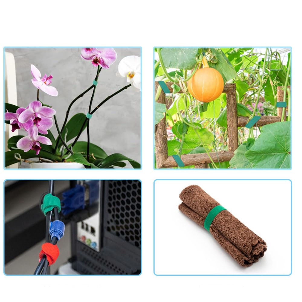 1 Rollo de Cinta para Amarrar Plantas - Agarres Fuertes Reutilizables y Ajustables - Ayuda para Escalar Plantas Resistentes a la Intemperie - 10 mm x 10 m (Verde)