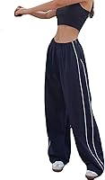 XPONNI Women's Baggy Y2K Parachute Track Pants - Low Waist, Adjustable Drawstring Cuffs, Streetwear Essential