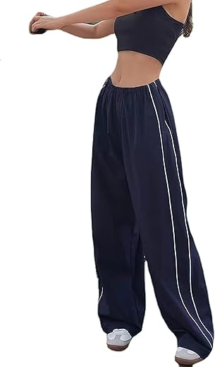 XPONNI Women's Baggy Y2K Parachute Pants