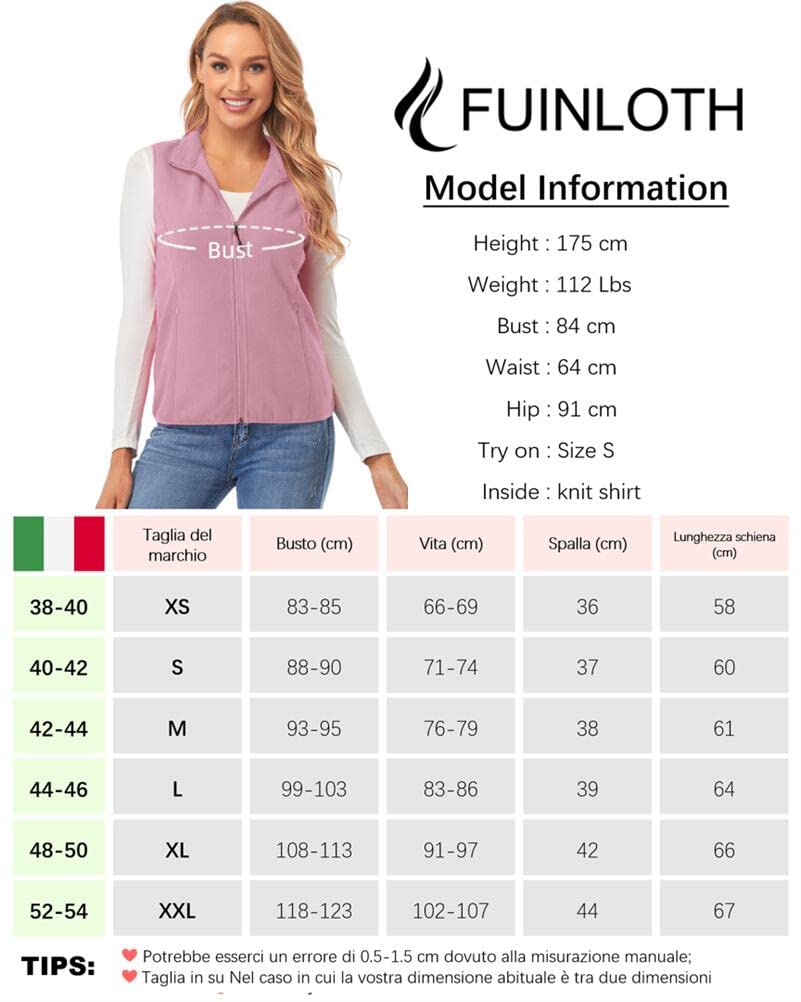 fuinloth Gilet Donna in Pile Smanicato Elegante Invernale Sportivo con Tasca Gilet Termico con Cerniera Senza Maniche Giacca