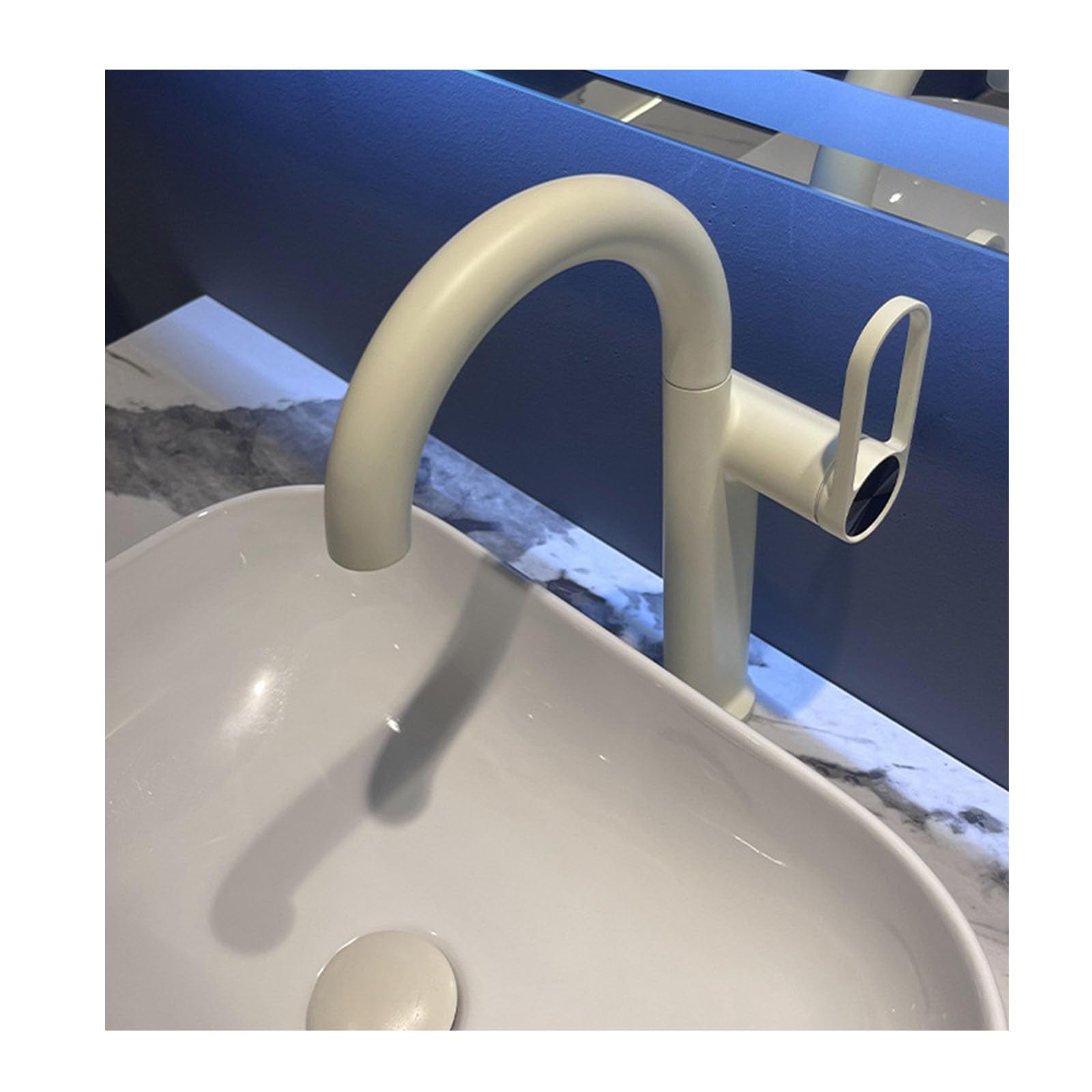 Single Handle Vessel Sink Faucet with Swivel Spout for Hot and Cold Water in Bathroom
