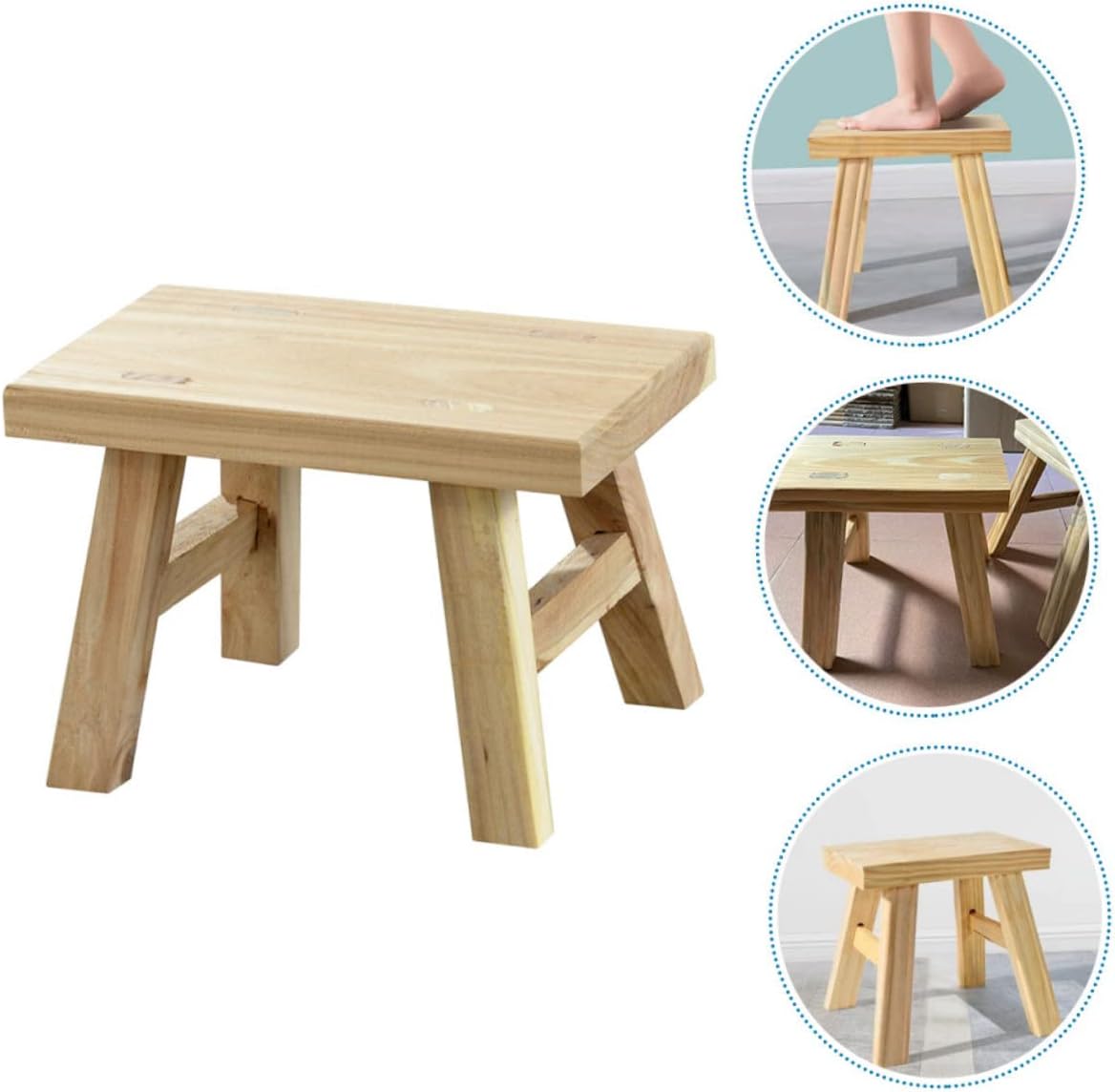STOBAZA Wooden Long Bench Stool for Kids Solid Wood Construction Non-Slip Design Small Size for Home and Kindergarten Use for Dance Practice and Shoe Changing
