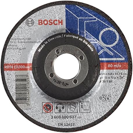 Disque à Ébarber Bosch 115 Mm - A 30 T BF - Pour Meuleuse D'angle - Grain Oxyde D'aluminium - Coupe Métal Précise Et Sécurisée - Alésage 22.23 Mm