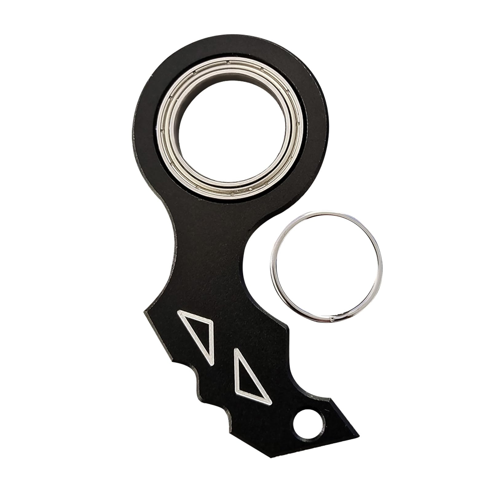 Reheyre Keychain Spinner Fidget Ring Toy, Metal Grain Machetes Stress Relief Keychain, Portable Fidget Spinners for Adults Teens Finger Flexibility Training Black