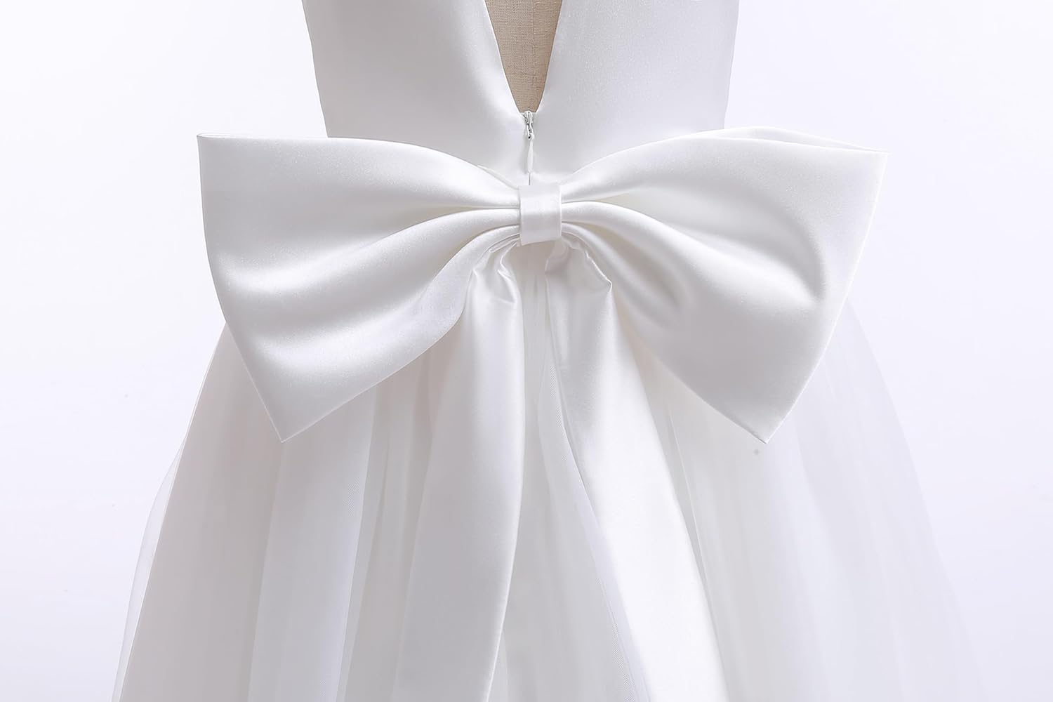 Glamulice Flower Girls Satin Bridesmaid Dress V Open Back Long A Line Wedding Pageant Dresses Princess Party Ball Gown - Image 6