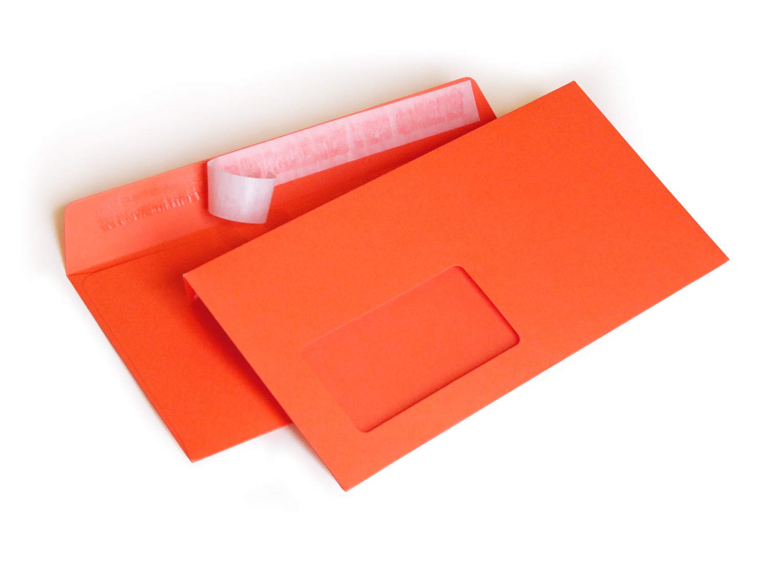 Briefumschläge DIN lang C6/5 114x229 mm orange 120 g/m² mit Fenster haftklebend (205AF) (500)