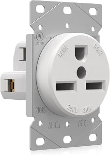 ELEGRP White 30 Amps 250V Flush Mounting Power Receptacle, NEMA 6-30R, Straight Blade Power Outlet for Welder/Generator, Heavy Duty Industrial Grade, Grounding, 2 Pole 3 Wire, UL Listed, 1 Pack