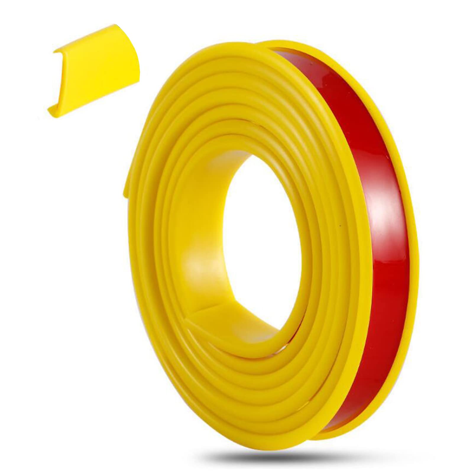 Nastro autoadesivo a forma di U per bordi per mobili, armadi, tavoli, rotolo da 5 m, bordo giallo, larghezza 32 mm, facile da applicare, protezione per pannelli di legno