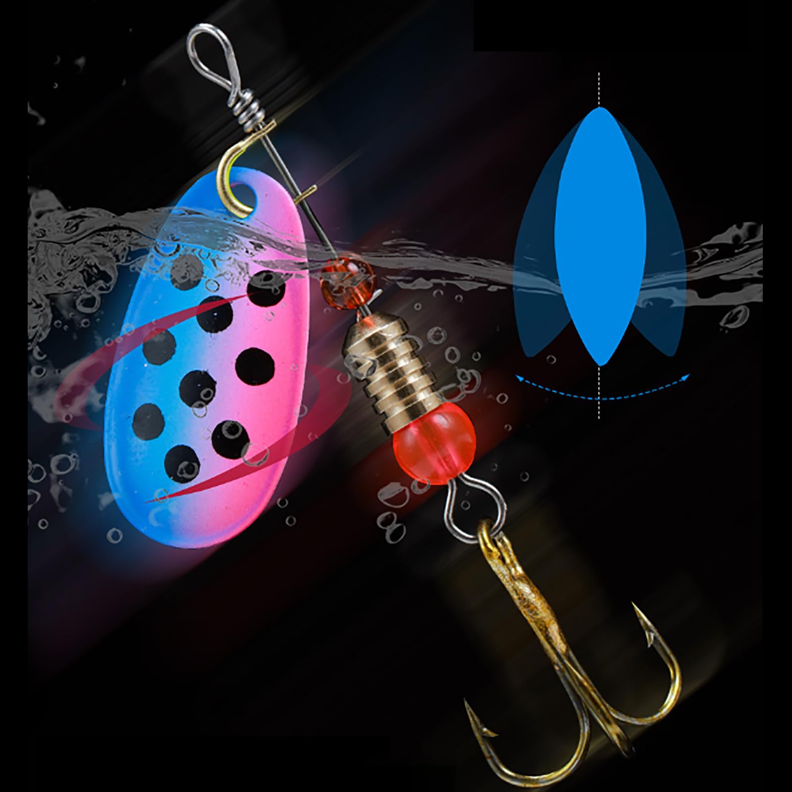 Lot de 16 leurres de pêche spinnerbait avec hameçons triples pour bar, truite, saumon, poisson, cuillères, paillettes métalliques, appâts de pêche pour eau douce et eau salée