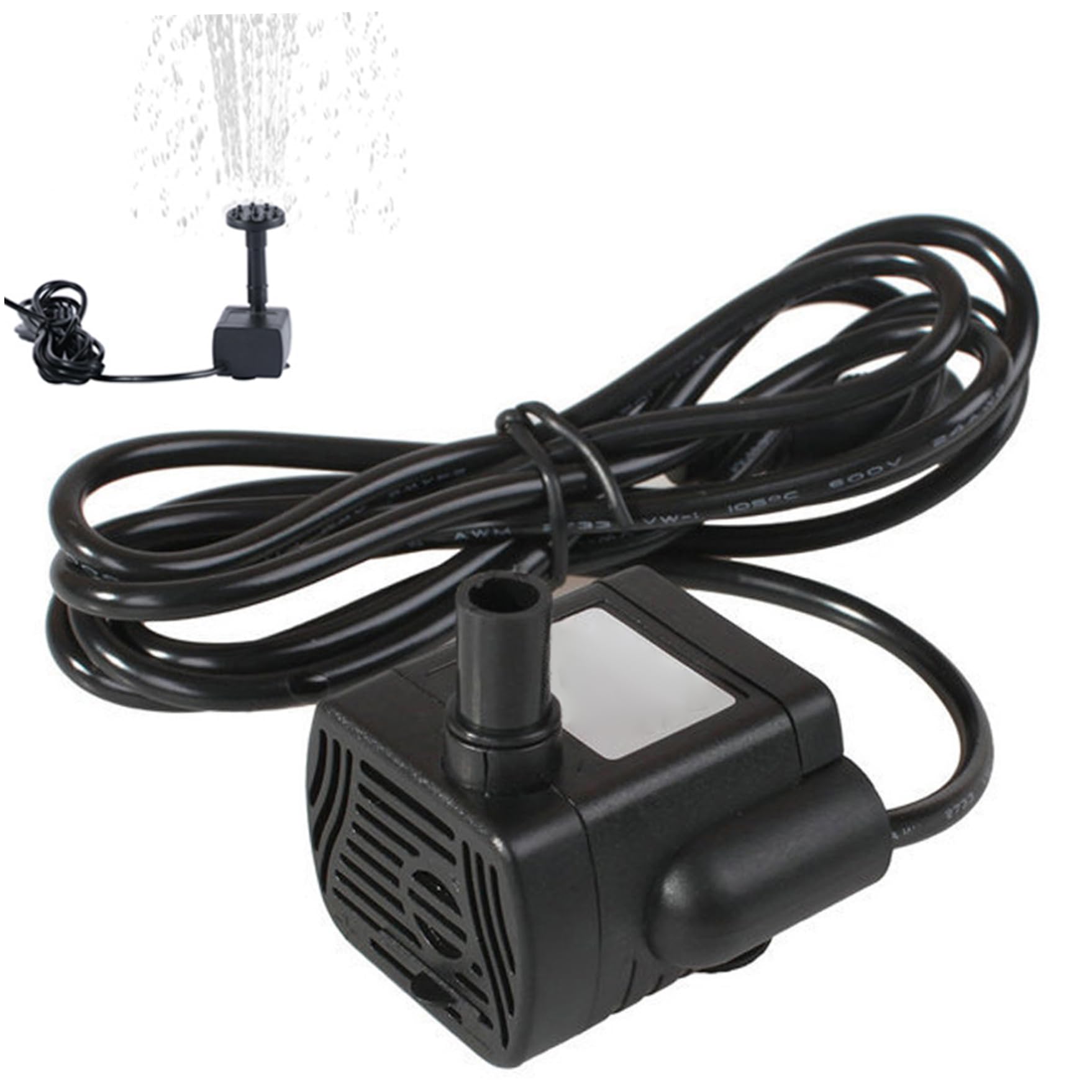 Hperu Solar Fountain, Black, 1.5m Line, 1.5m Spray, 300L/H Flow, 12V DC, Solar Powered, Quiet Operation, Ideal for Ponds, Birdbaths, Fountains