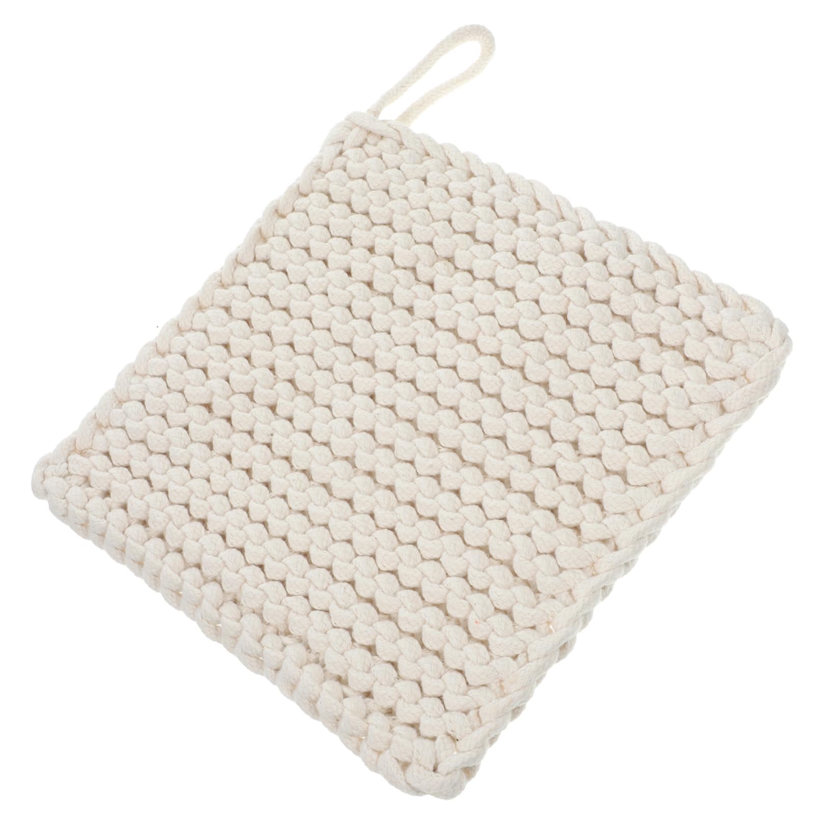 Amosfun 1Pc Thick Woven Pot Mat Cotton Bowl Pad Stylish Heat Insulating Coaster for Tabletop Protection Creative Design for Kitchen Dining Use
