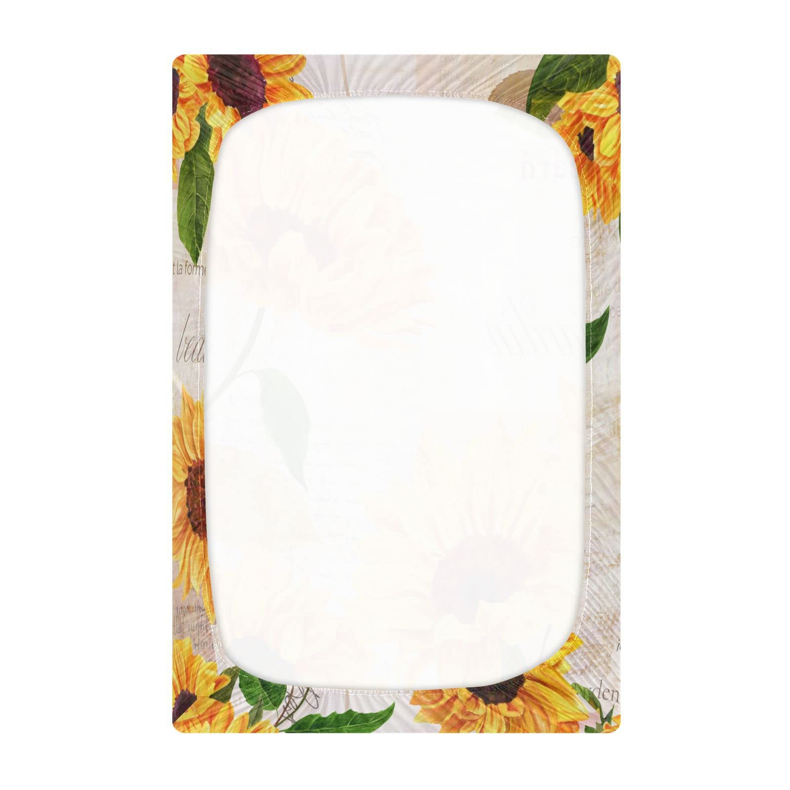 Spannbettlaken für Kinderbett, Vintage-Stil, Sonnenblume, weich, atmungsaktiv, pflegeleicht
