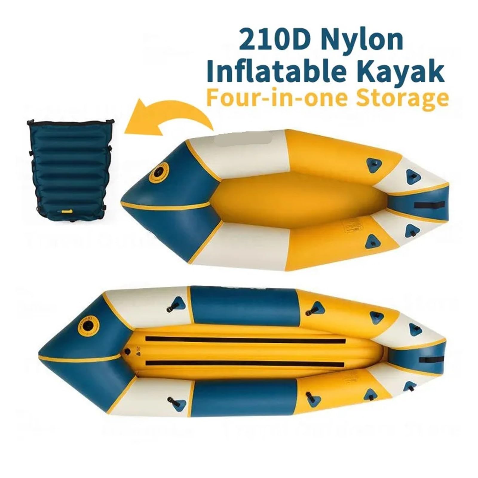 Gonfiabile Kayak Canoa Singola Doppia Barca a remi Sport acquatici Pesca Moto d'acqua 1-2 posti a sedere 210D Nylon alla deriva