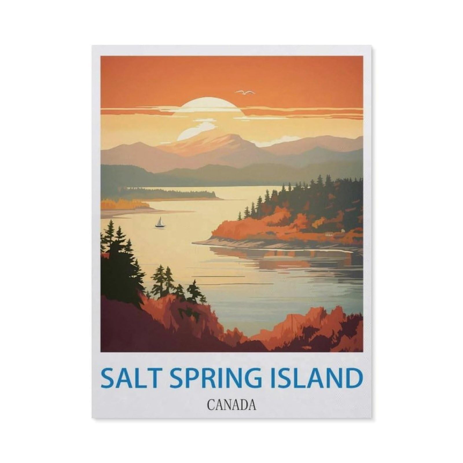 BEAYODKP DIY 5D Diamond Painting，Salt Spring Island Canada，Round Diamond, Used for Room Decoration（40 x 50 cm/15.74 x 19.68 inches）-CN13