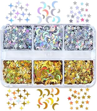 6 Star Moon Sequins Pigment Filler for Art Crystal Epoxy Resin Mold Filling Jewelry Accessories
