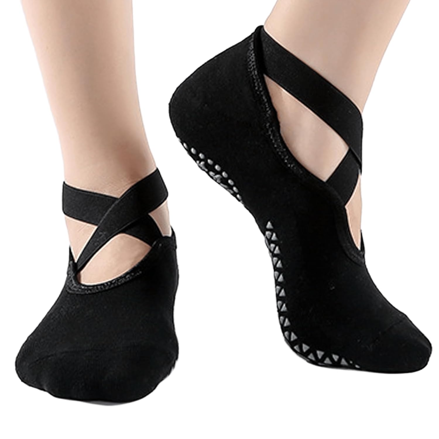 Women Yoga Socks Skid Straps with Grippers on Bottom for Non-Slip Studio Pilates Ballet Dance Workout Size 6-11