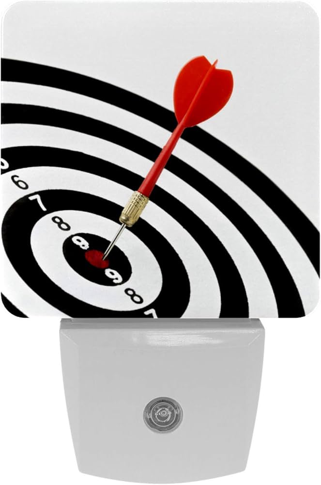 LED Night Light Lamp with Smart Sensor Dusk to Dawn Sensor, Plug in High-Angle-Dart-Bullseye-with-Copy-Space Night Light for Hallway,Bedroom, Kids