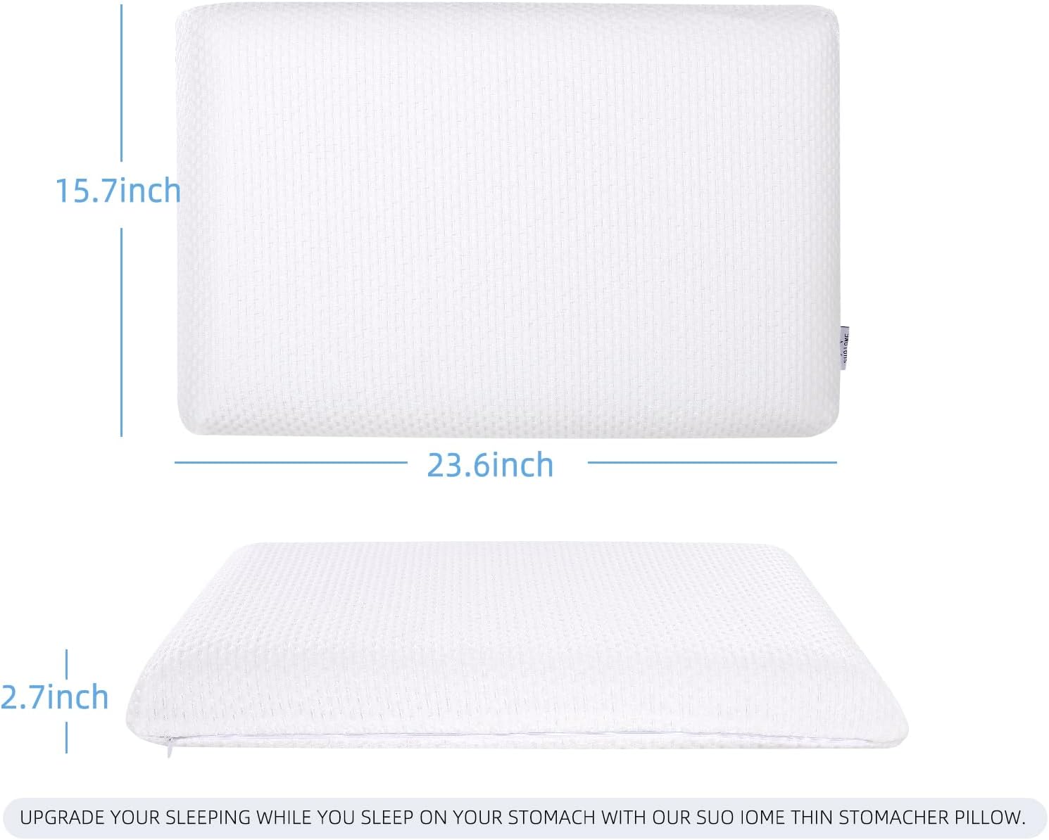 SUQ I OME Slim Sleeper - Ultra Thin Flat Pillows for Sleeping, Cooling Gel Infused Memory Foam Pillow 2.2 inch Height Ultra Thin Pillow,23 x 15.7 x 2.2 inches - Image 2