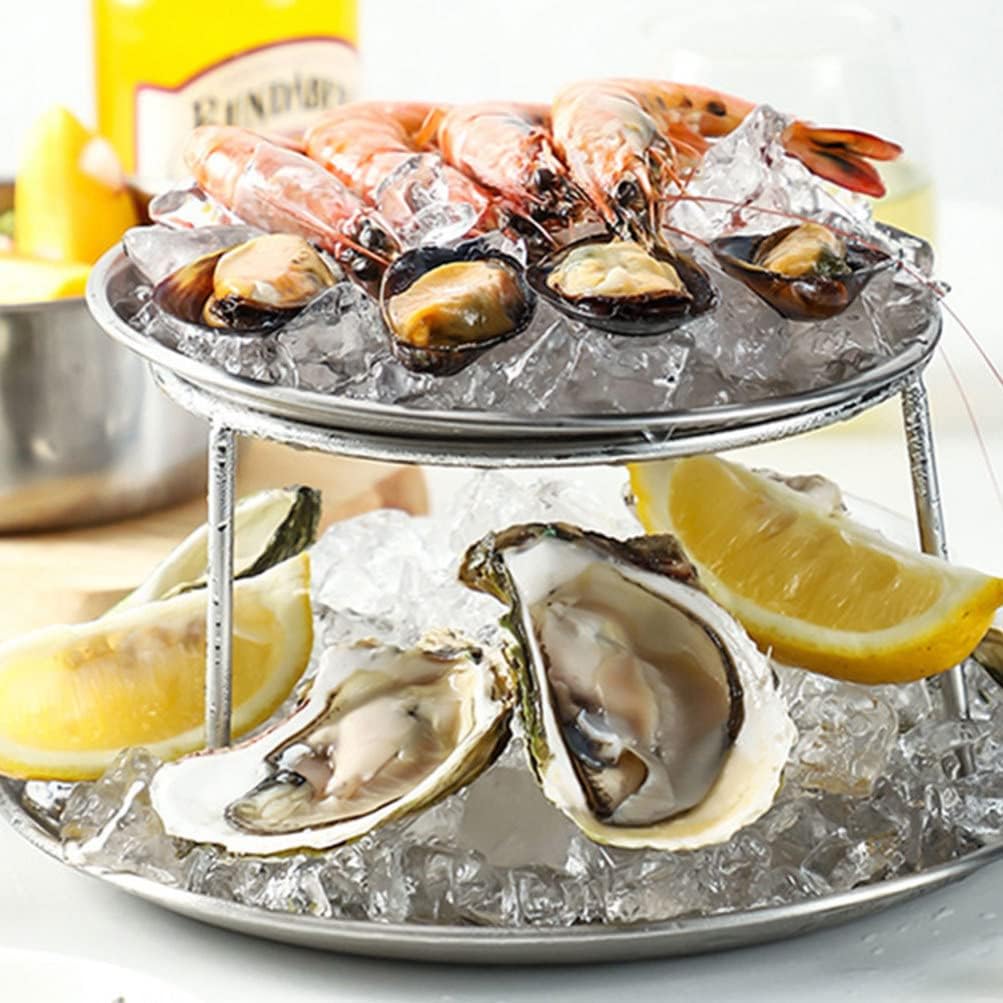 UPKOCH 2pcs Stainless Steel Seafood Display Rack Food Tray Holder for Home and Restaurant Creative Seafood Stand for Efficient Serving and Presentation