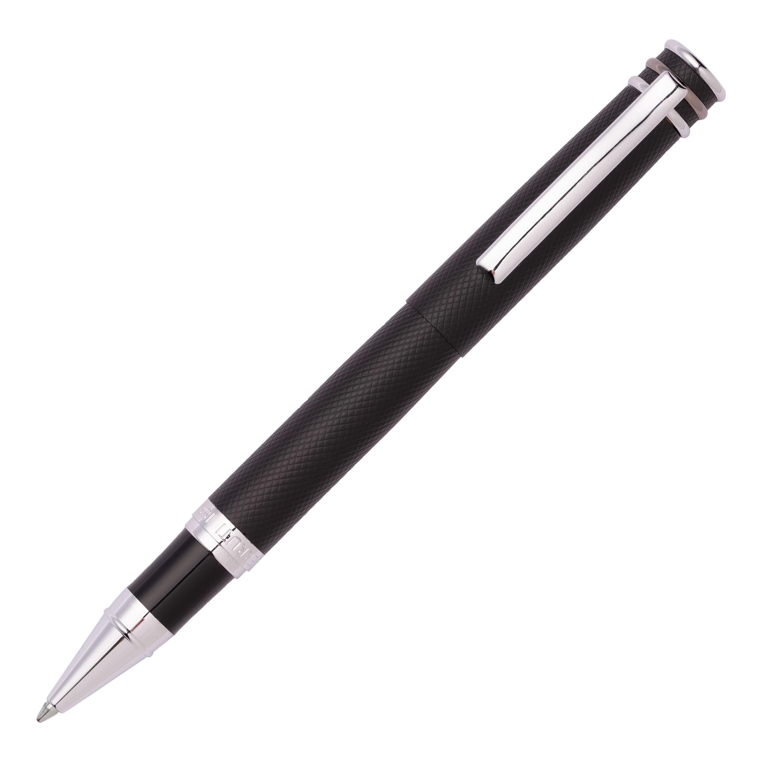 Cerruti 1881 Penna Roller Austin – Finitura Nero Diamantato Incisa – Inchiostro Nero – Confezione Regalo