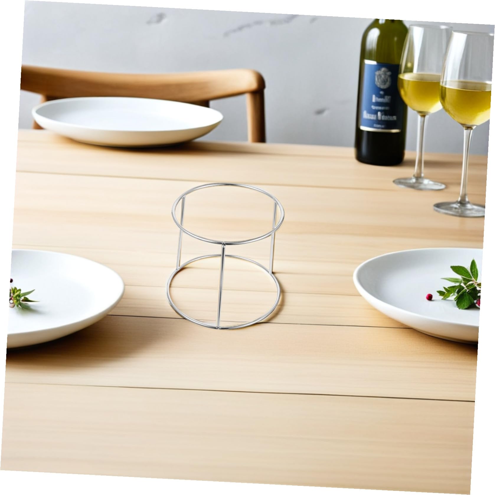 Support à Assiettes Double Couche en Acier Inoxydable 2pcs, Porte-Assiette Pratique pour Buffet Cuisine et Plateau Fruits de Mer, Robuste et Solide