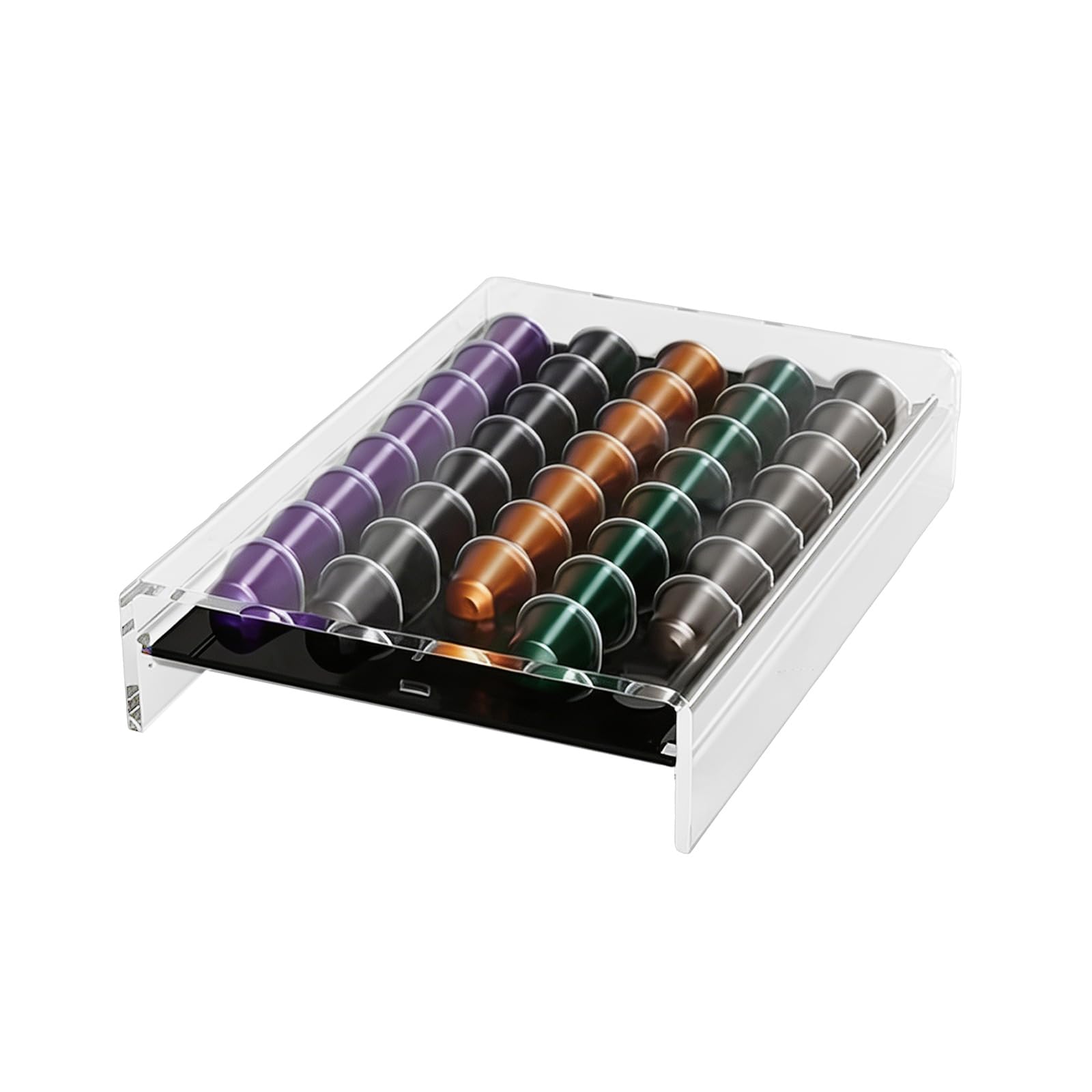 APGLSXY Modern 40 Compartment Coffee Pods Display Stand Large Capacity ABS Construction Rack for Easy Access and Organization Acrylic Coffee Jar Planner