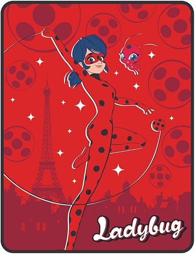 Franco Miraculous Tales of Ladybug and Cat Noir Kids Bedding Super Soft Micro Raschel Throw, 46 in x 60 in, (Official Licensed Product)