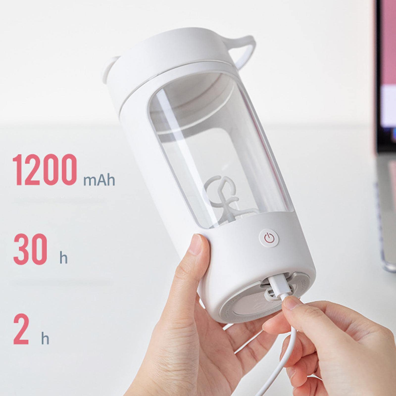 Shaker elettrico per proteine, in Tritan, senza BPA, colore: bianco