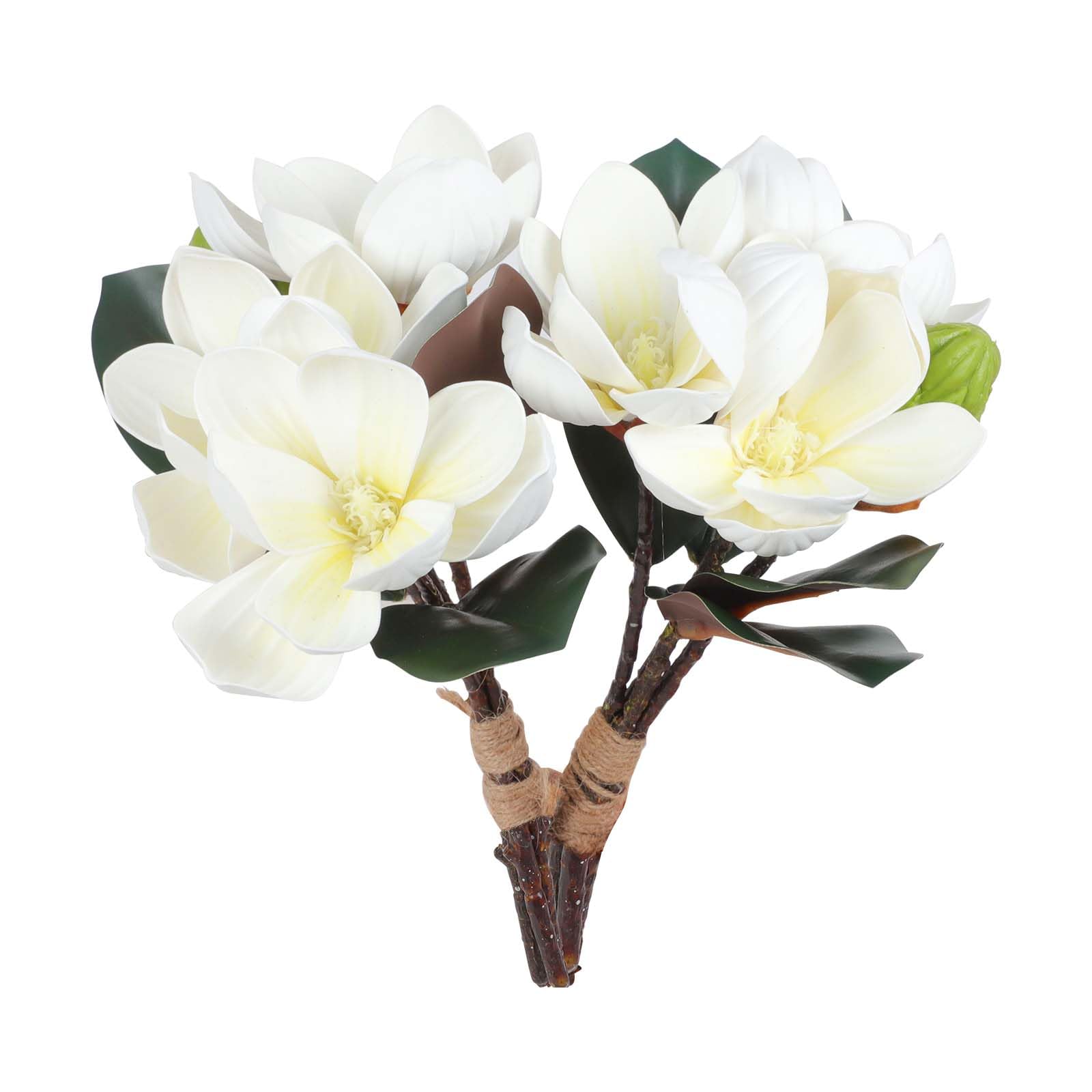 Lovmeety 2Bundles Artificial Magnolia Flowers White Silk Magnolia Flowers Branches Faux Magnolias Flower with Stems Real Touch Magnolias Flower