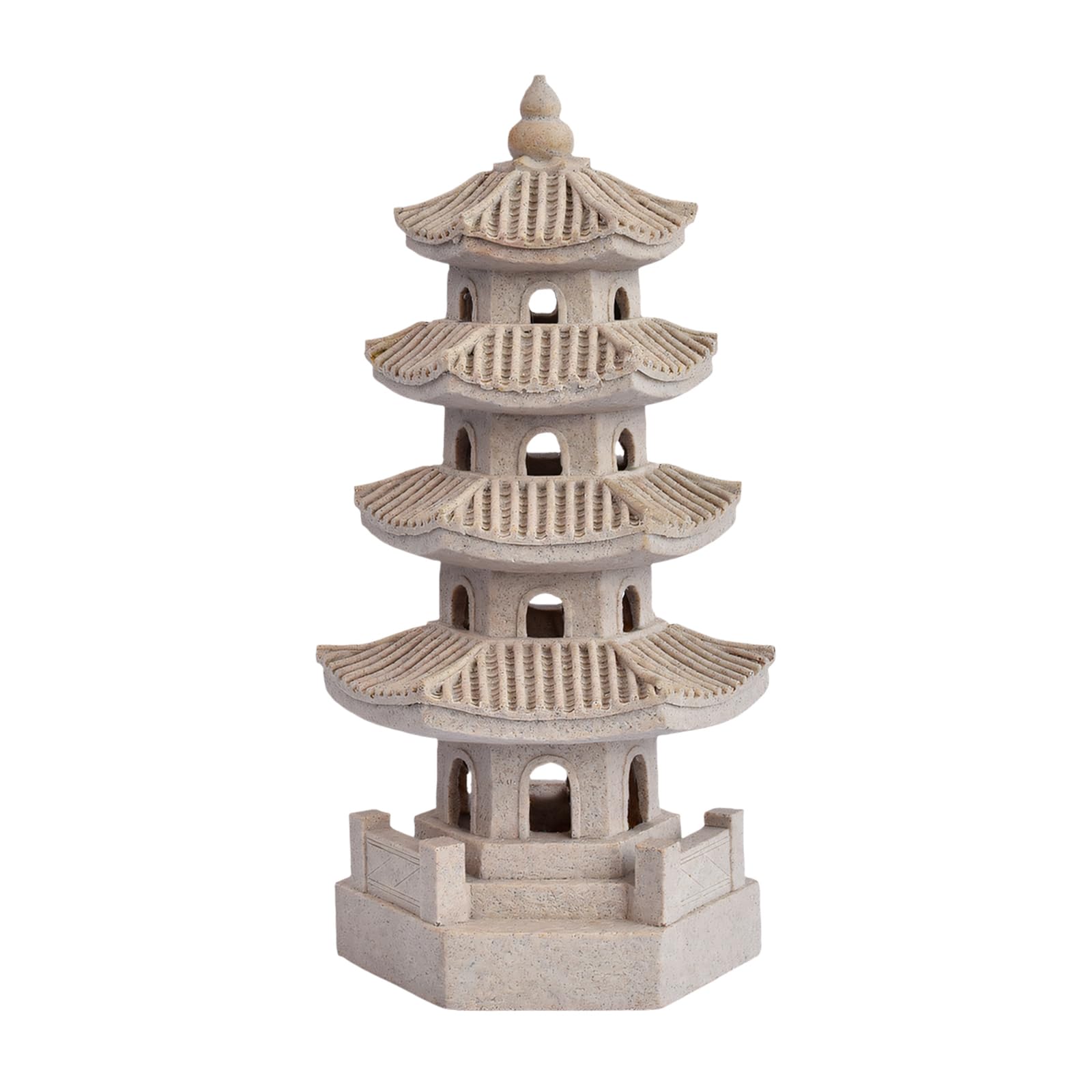 Sun Powered Buddhist Tower Light Strong Resin Art for Deck Decor Miniature Pagoda Lamp