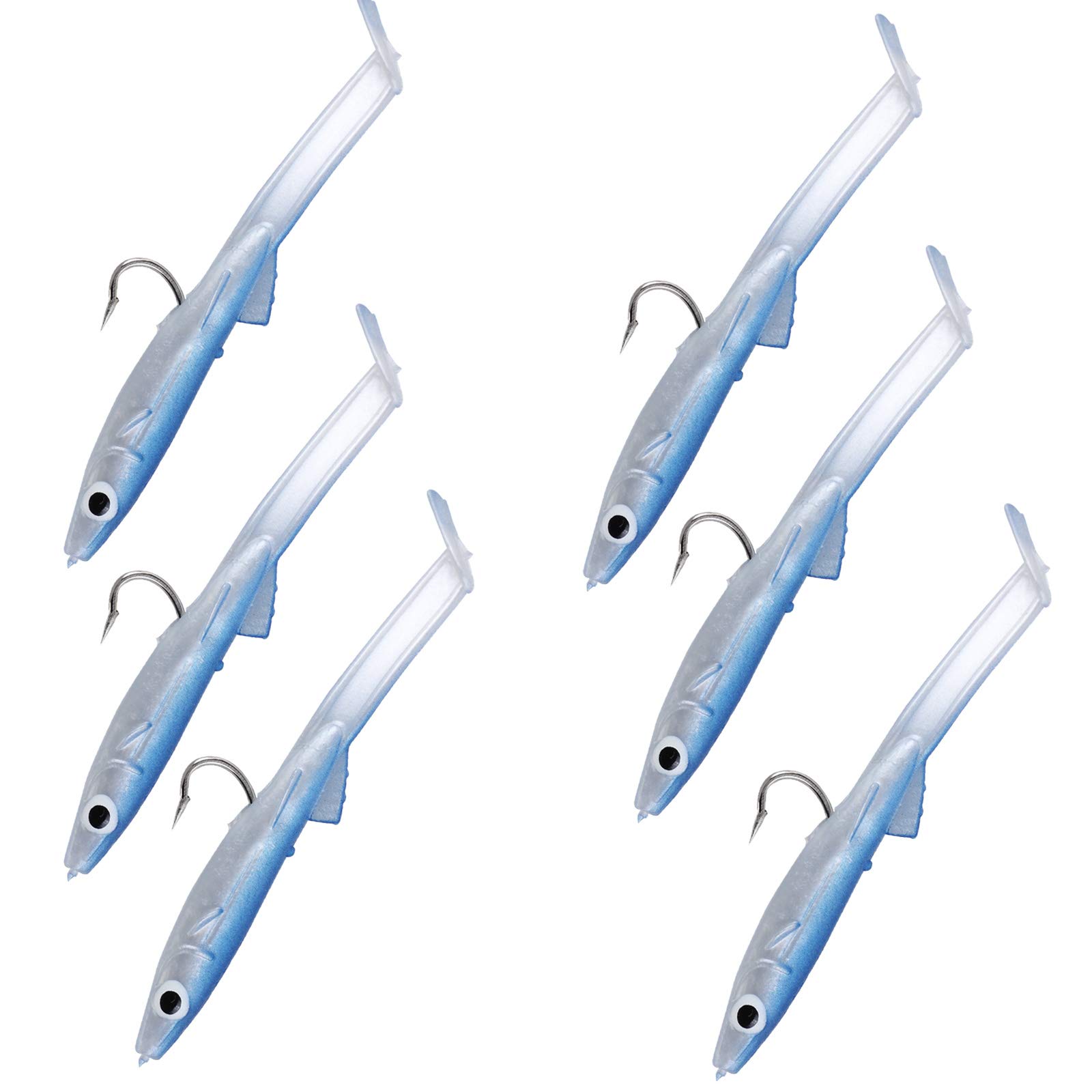 Set De 6 Leurres Anguille Souple Sunlera 80mm/2,3g - Paddle Tail Pour Pêche En Mer !
