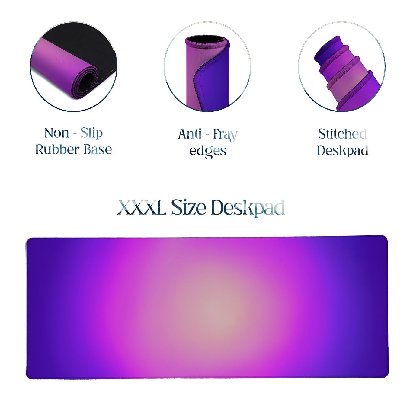 SoulAbiti Soft Violet Aura Bloom Extended Desk Pad (36x14 Inch) - Pastel Melts XXL Mouse Pad - Non-Slip Rubber Base & Stitched Edges 2