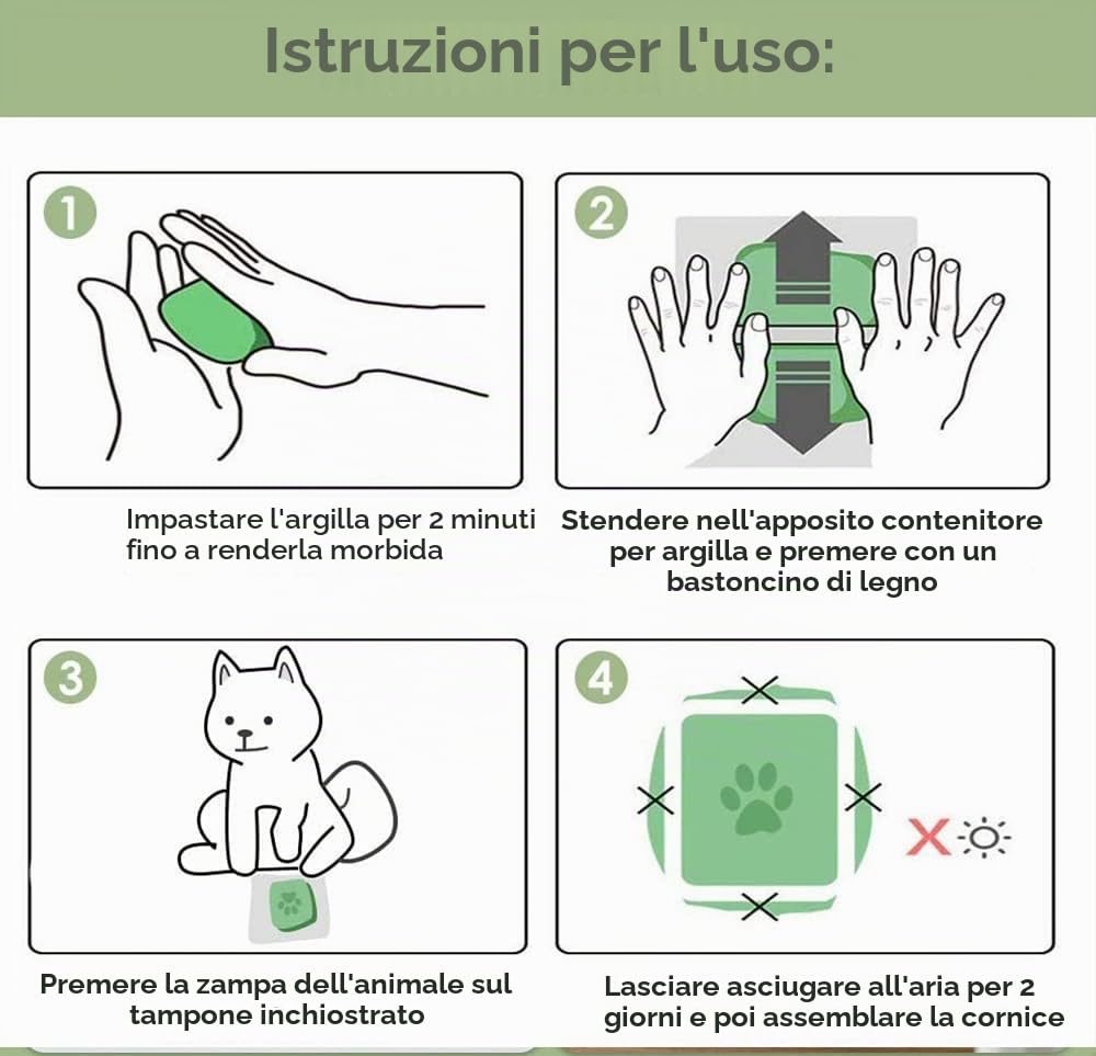 LEcylankEr Set di Impronta Zampa Cane Gatto, Kit impronta cane in Legno Stampa in Gesso 3D, Cornice per Foto e Set di Impronte Digitali, Decorazione da Parete (bianco)